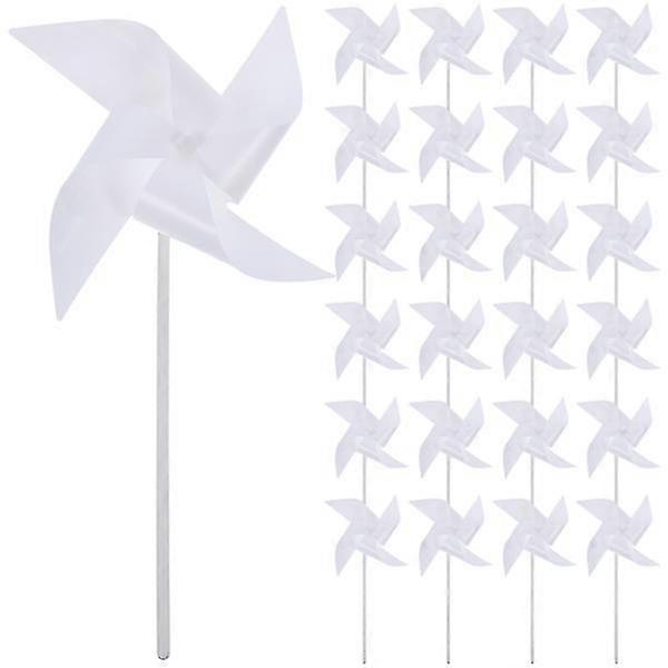 24pcs Handmade Pinwheels Playthings White Pinwheels Blank Plastic Pinwheels