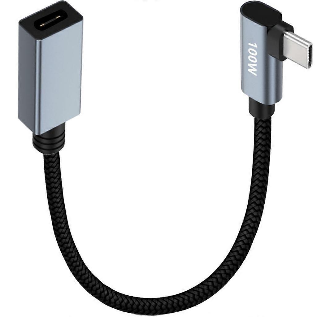 USB Tip C Erkek - Dişi Uzatma Adaptör Kablosu, USB-C 2.0 Açılı 90 Derece