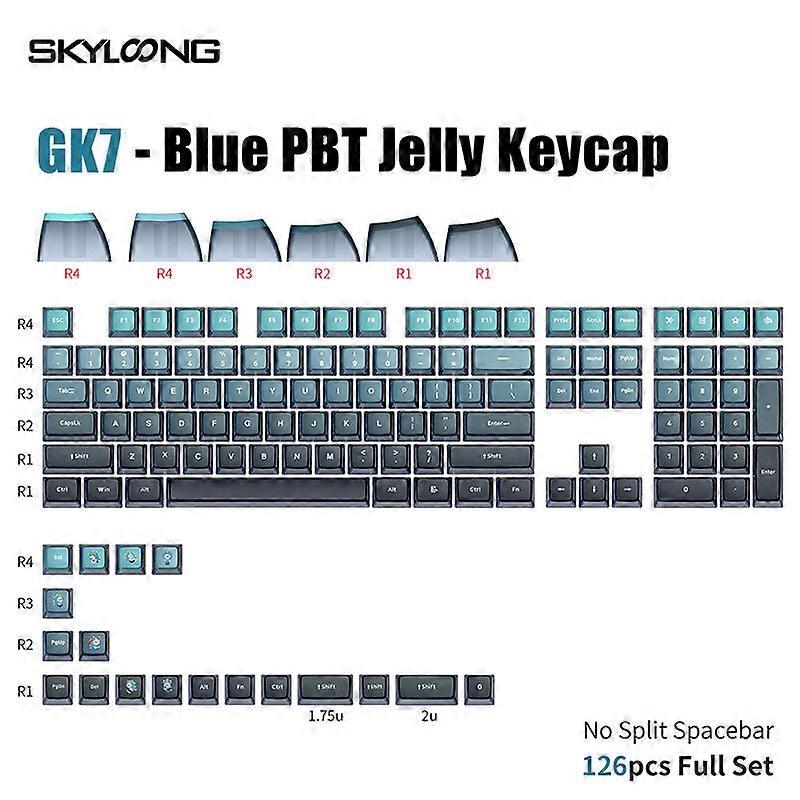 Skyloong Gk7 126pcs Mechanical Keyboard Keycaps Set Blue-pbt Black Transparent Jelly Key Cap For Diy Customized 61/87/104/108 Key Mechanical Keyboard