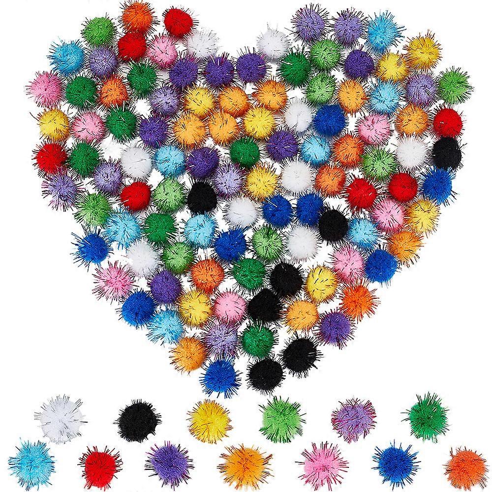 130Pcs 13 Colors Handmade DIY Doll Craft Pom Pom Yarn Pom Pom Balls with Metallic Cord Mixed Color 1.5cm 10pcs/color