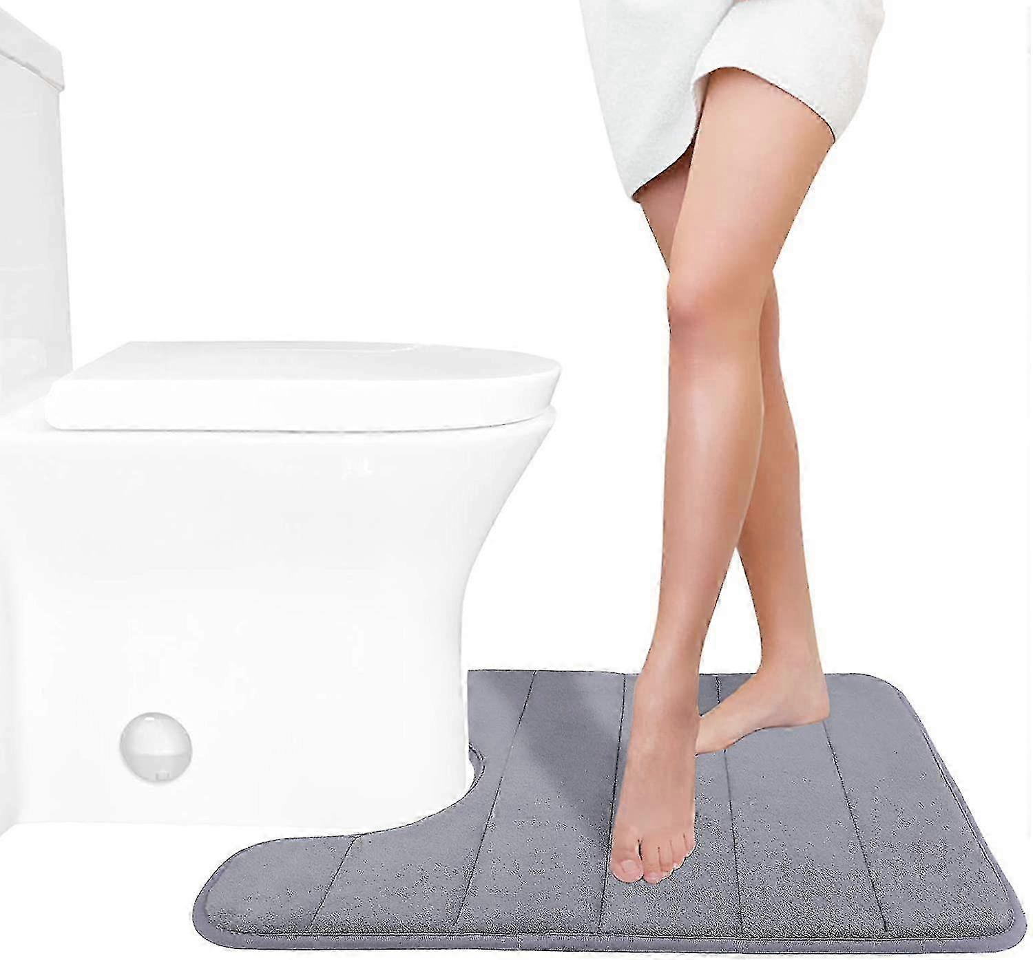 Memory Foam Toilet Bath Mat, U-Shaped Contour Rug