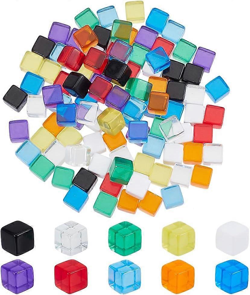 100Pcs Blank Dice 10mm Acrylic Dice Cubes 10 Colors Blank Six Sided Dice with Storage Box for Making Creative Dice Board Game Props Maths Teaching 10x