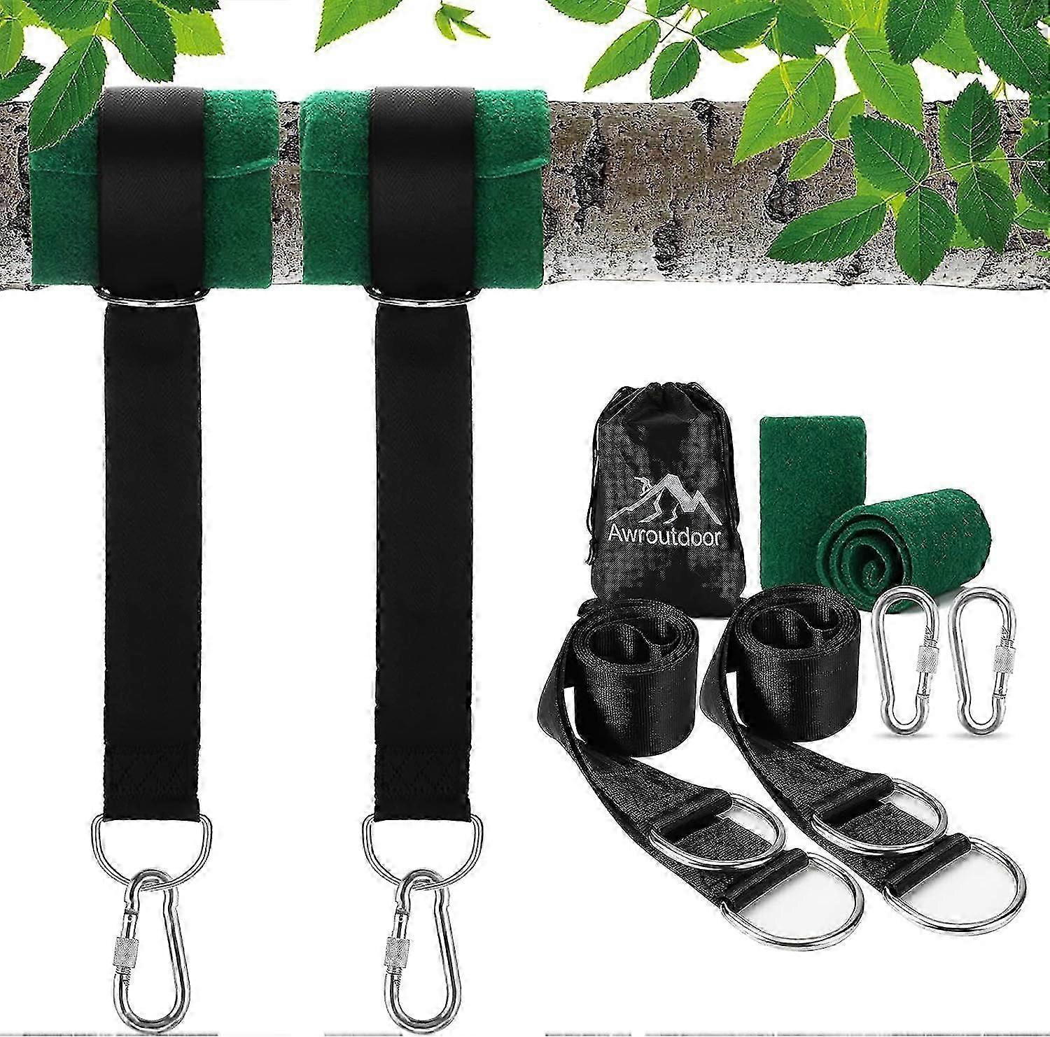 أرجوحة شبكية شديدة التحمل 150 تعليق مع حلقة D - خطافان حلقة تسلق - أقصى حمولة 500 كجم ، حبال حبل لأرجوحة الحديقة ، Hammo