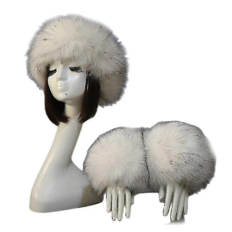 2 Pcs Faux Fur Wrist Cuffs And 1 Headband Ear Warmer Earmuffs Costumes Winter
