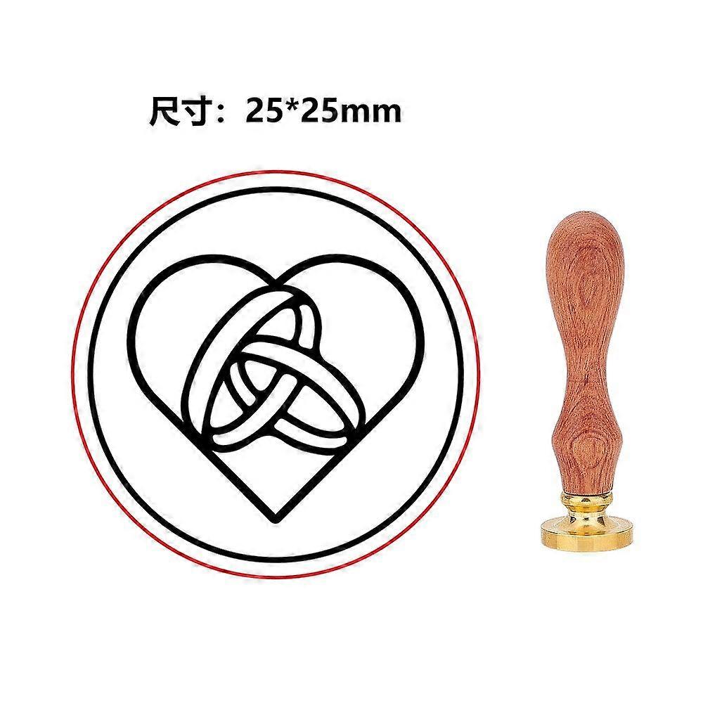 1Set Brass Wax Seal Stamps with Rosewood Handle for DIY Scrapbooking Heart 25mm