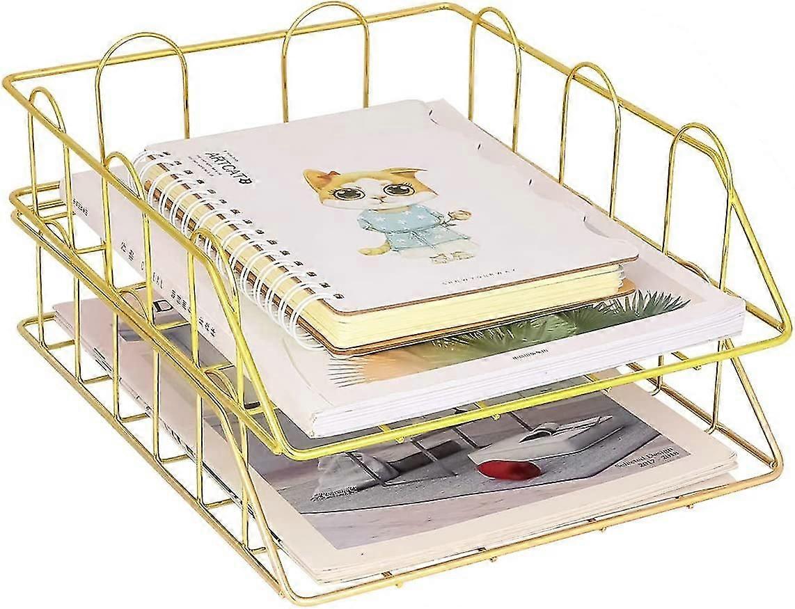 Letter Tray, Stackable, Copper, 2 Pieces Gold