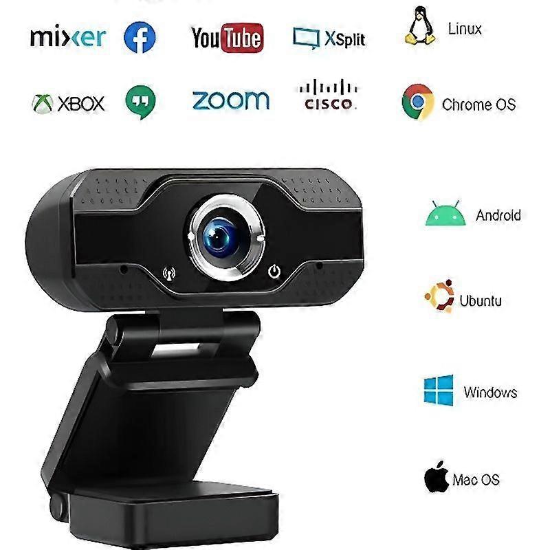 1080P Full HD Live Streaming Webcam with Noise Cancelling and USB Plug and Play PC Web Camera for Video and Recording