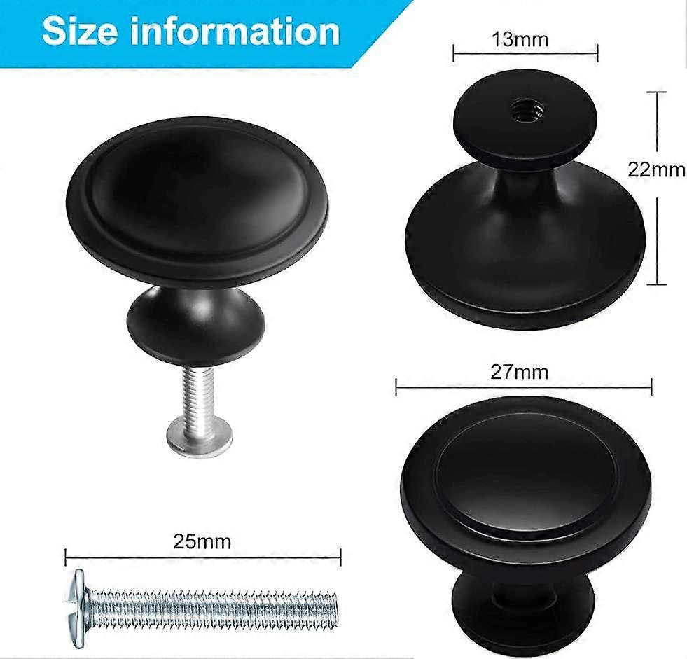 Round Cabinet Knobs for Kitchen  30PCS Black Round Drawer Knobs with Screw  27mm Cabinet Door Knob Black Cupboard Knobs