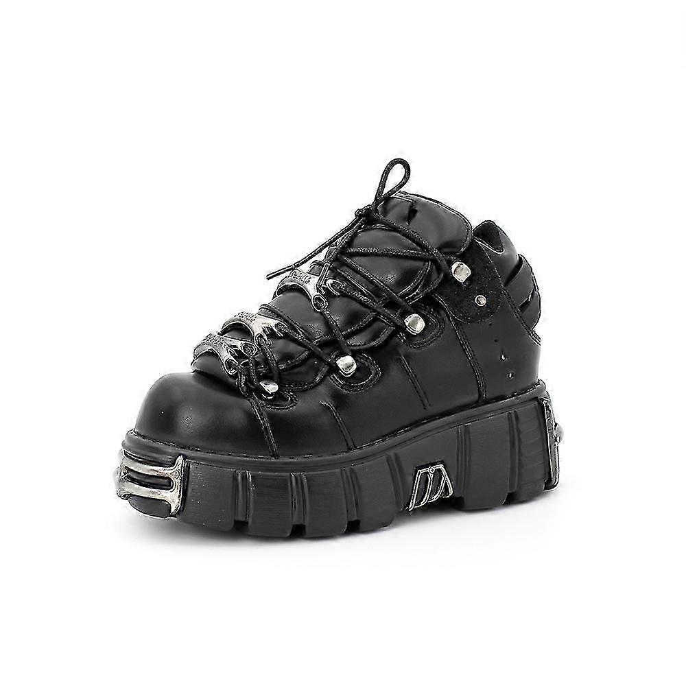 Gothic Unisex in pelle nera Biker stivaletti