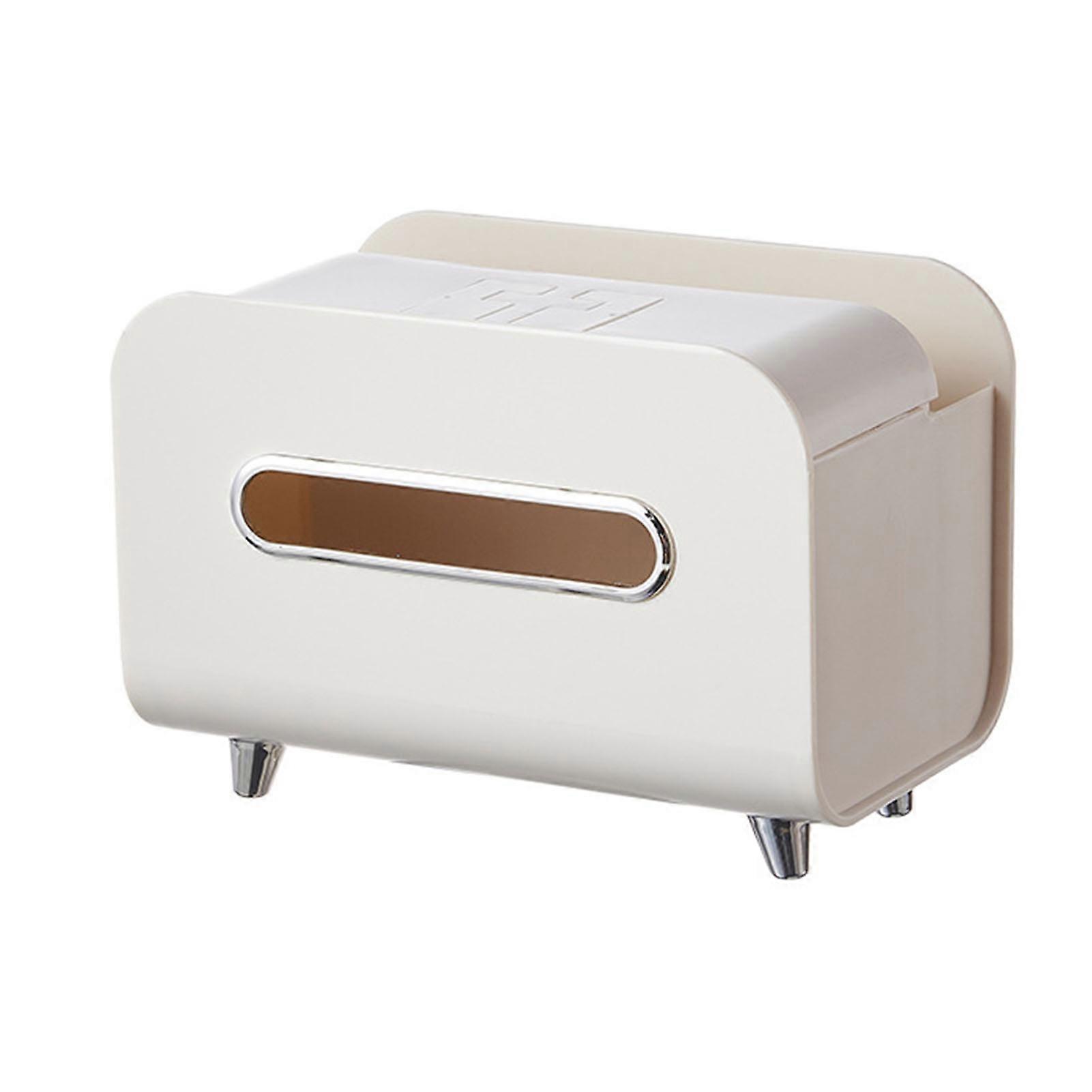 Desktop Tissue Box Multifunction Tissue Storage Dispenser with Phone Holder Remote Control Organizer