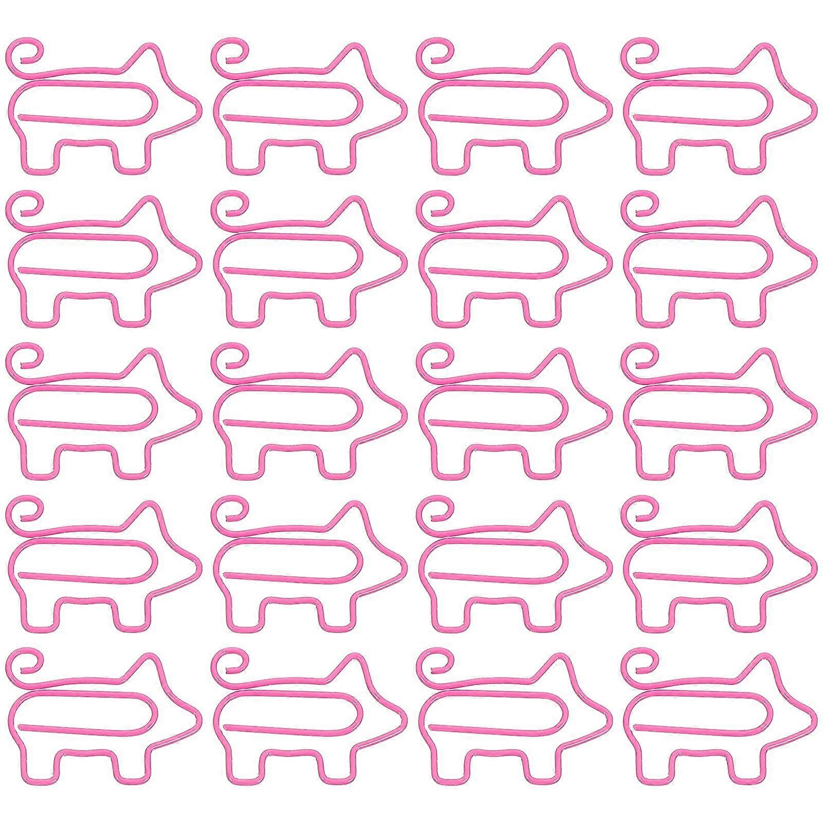 50Pcs StylishPig διαμορφωμένο συνδετήρα Κάτοχος αρχείων εγγράφου μετάλλων Δημιουργικό γραφείο και σχολική προμήθεια (ροζ)