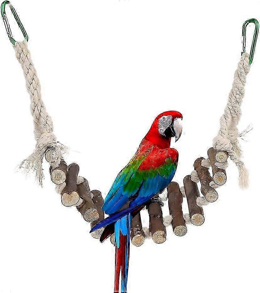 Bird Toys, Bird Cage Swing For Birds And Parrots, Ladders For Bird Cages With Rope Handmade Hanging Bridge Wooden Stand For Small Parakeets Budgie Coc