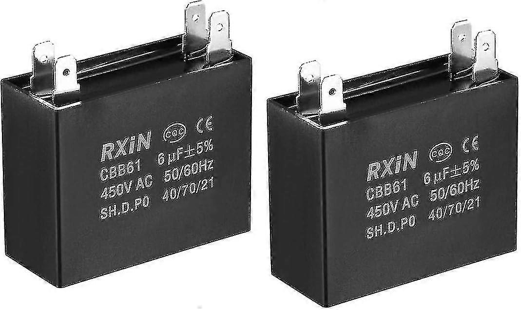 TCGG - コンデンサー換気 Plafond CBB61 6uf 450V AC ダブルインサート Mtallis ポリプロピレンコンデンサーフィルム 47x20x37.5mm Gnrateur Moteur Pompe を注ぎます