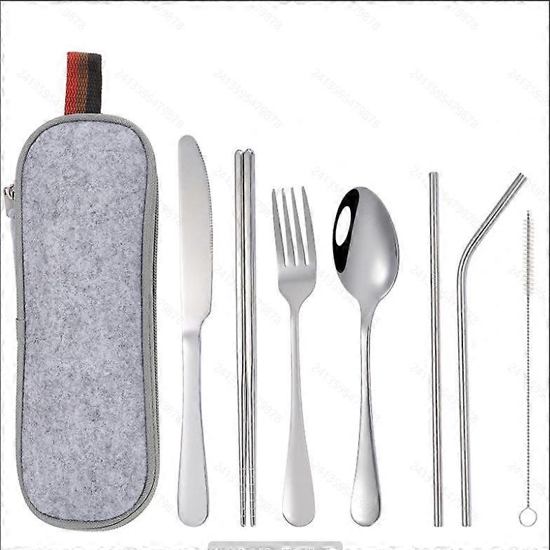 Roestvrij staal 1010 titanium vergulde kleur mes en vork lepel eetstokjes stro draagbare servies combinatie