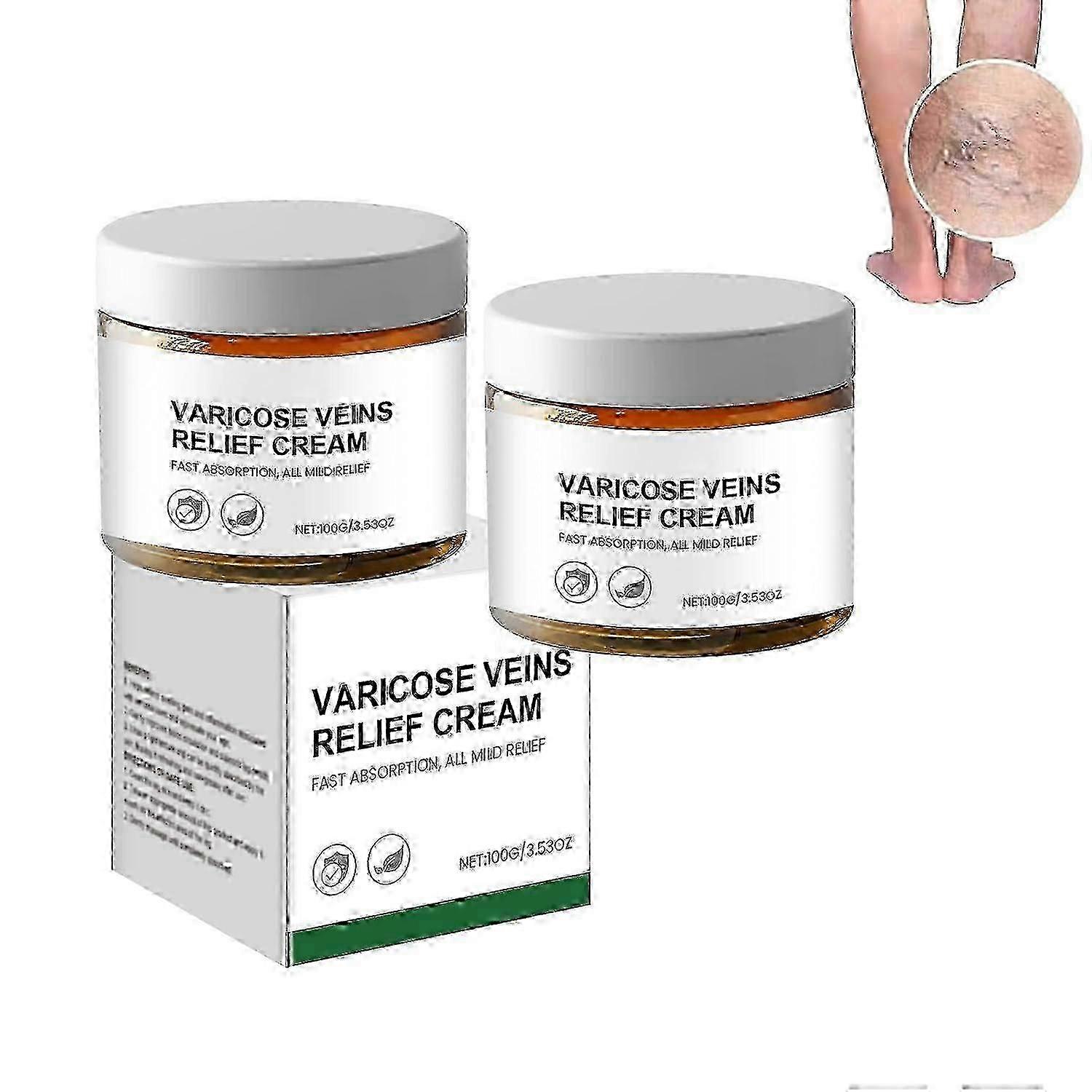 Krampfader-Linderungscreme, Anti-Krampfader-Creme, Anti-Krampfader-Creme, Krampfader-Linderungs-Massagecreme für die Beine, Kapillare 2 Stück