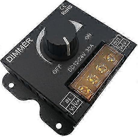 12V/24V DC LED PWM Dimmer Controller ON/Off Switch with Metal Shell for Single Color LED Strip Lights Ribbon