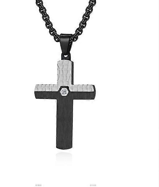 European and American Men's Titanium Steel Two-Tone Inlay Cross Pendant (Without chain)
