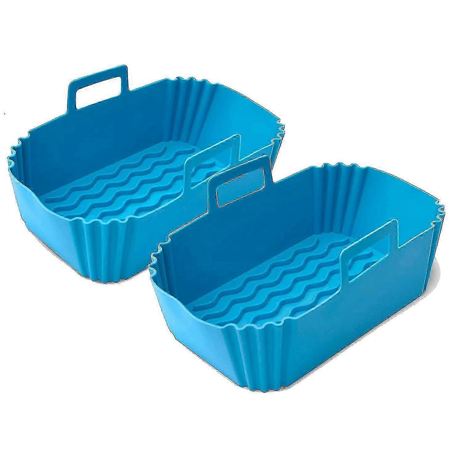 Pot en silicone pour friteuse - 2 doublures de friteuse en silicone réutilisables pour friteuse double, panier à friteuse bleu f54
