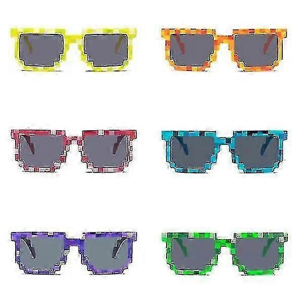 6 Pcs Minecraft Mosaic Sunglasses Uv Protection For Children Outdoors