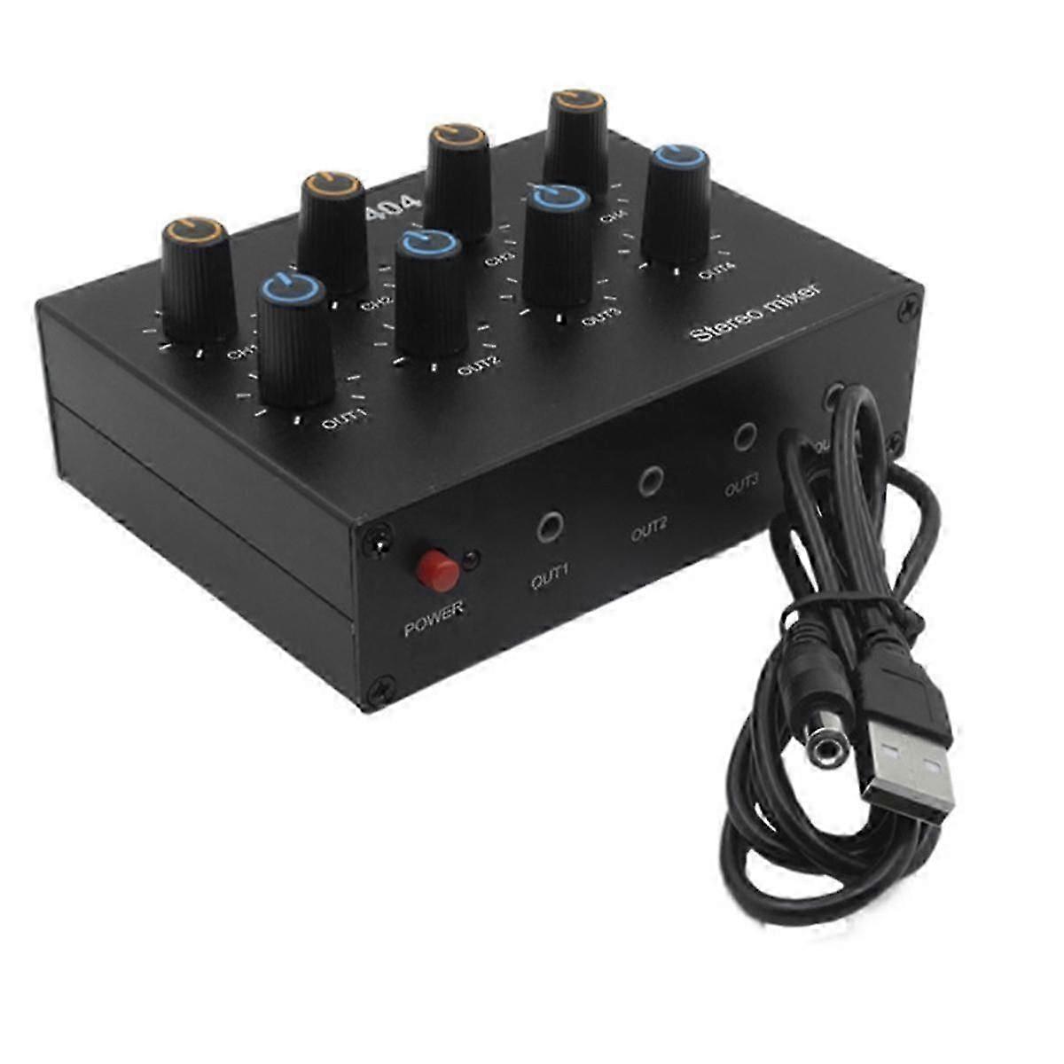 AU-404 Stereo Sound Four Multi Input Output Mixer Dual Channel Audio Music Mixing Four in Four Out