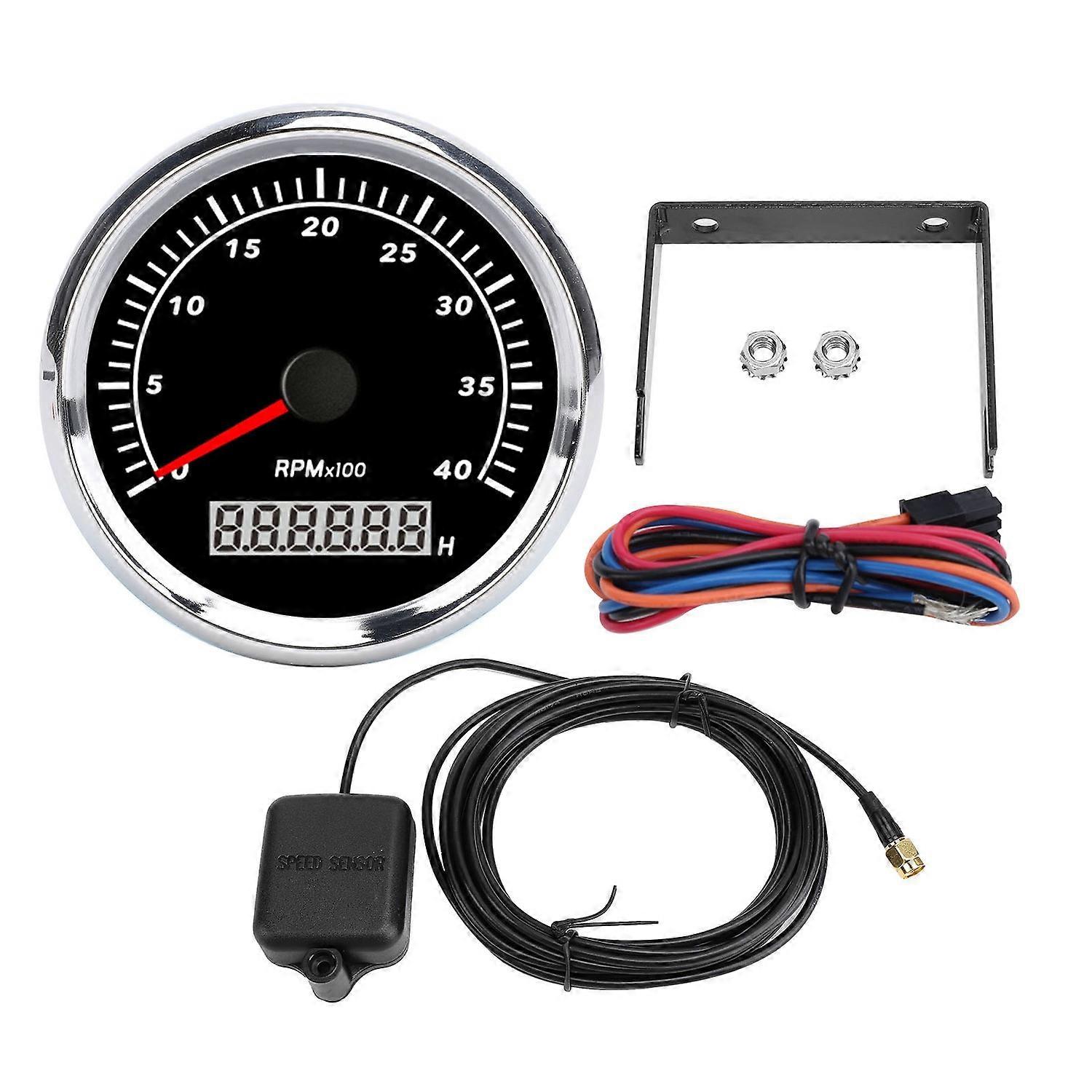 Tachometer Gauge Pointer and LCD Digital Display 85mm Step Motor RPM Meter with Backlit Black Dial S