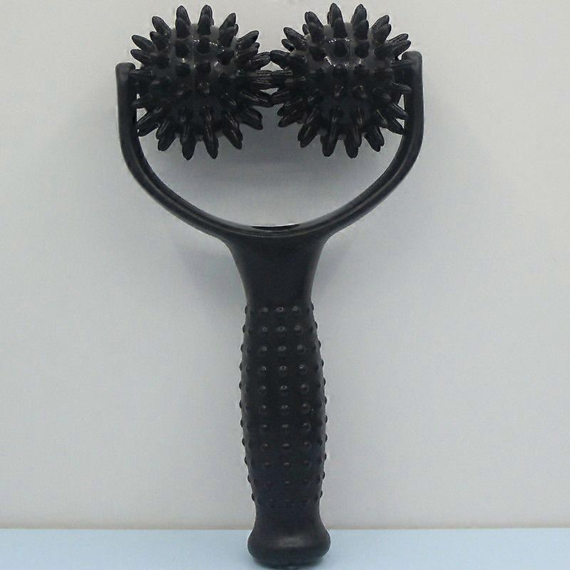 緊張を和らげ、筋肉をリラックスさせるハンドル付きアンチセルライト鍼治療マッサージローラー - ブラック