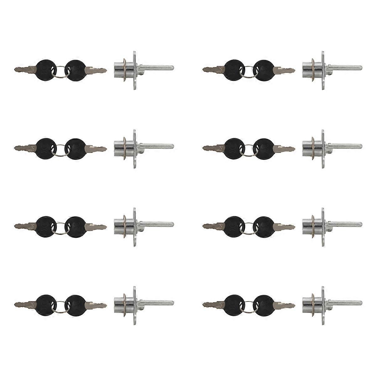 8X Zinc Alloy Computer Desk Cabinet Mailbox Drawer Cupboard Locker Cam Lock with Keys, Silver
