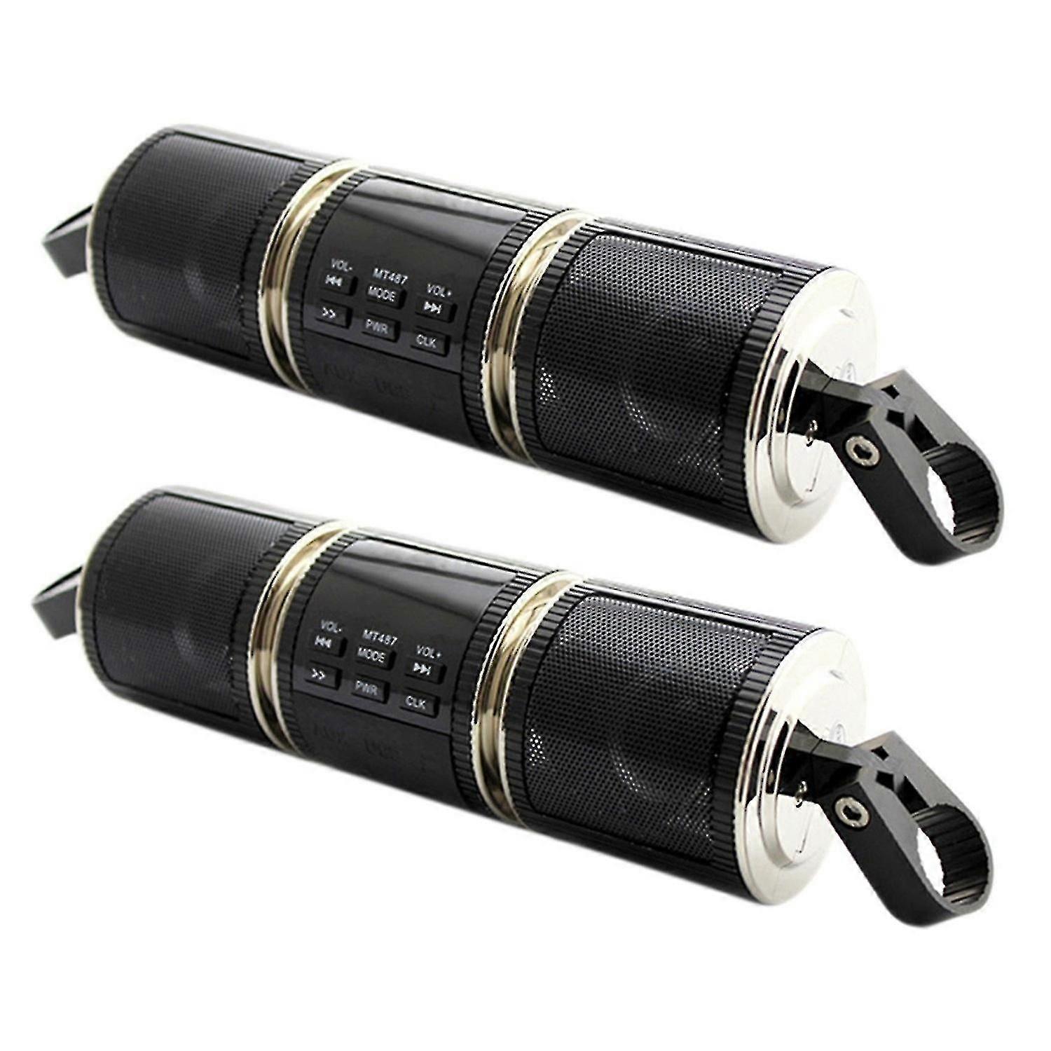 2x Bluetooth Motorcycle Handlebar Audio Amplifier Stereo Speaker System Mp3 Usb 12v
