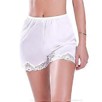 Dam Slipshorts Spetskant Pettipants Culotte Mamelucker Halvslipshorts Culotte för Slitsad Kjol Underkläder Shorts Presenter Korta vita XL