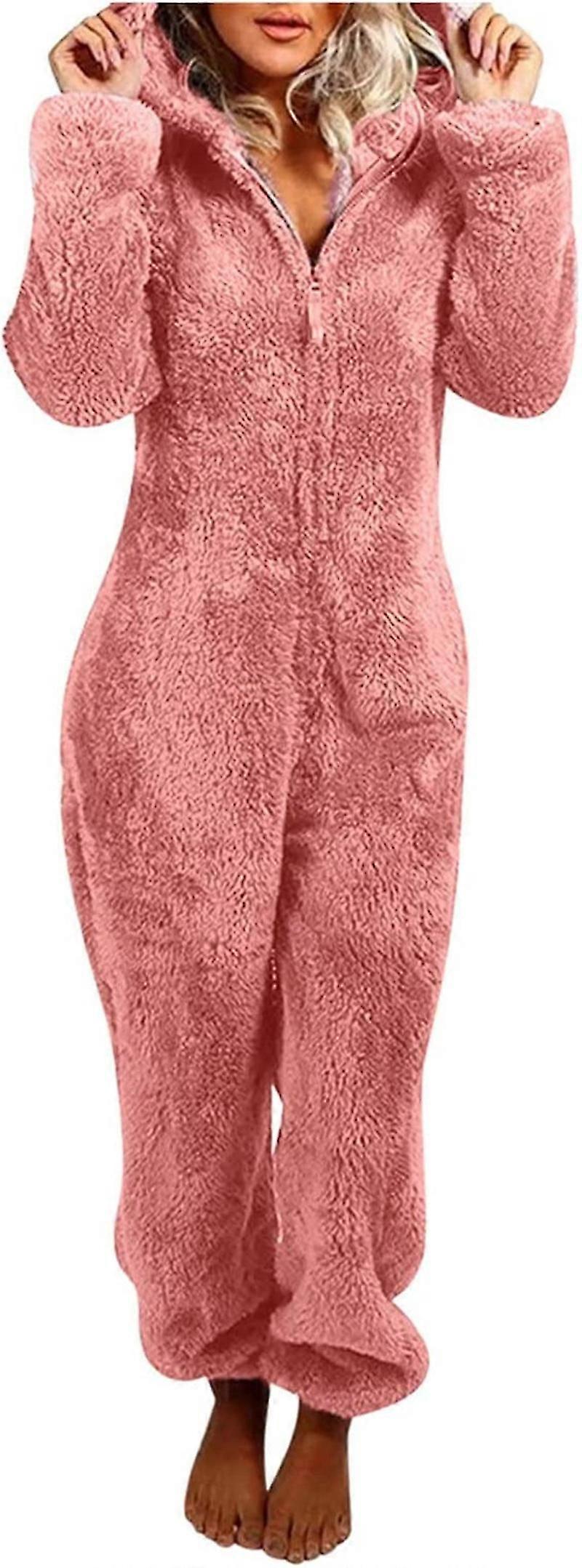 Jumpsuit Women's Winter Warm Teddy Fleece One-piece Pyjamas Homewear