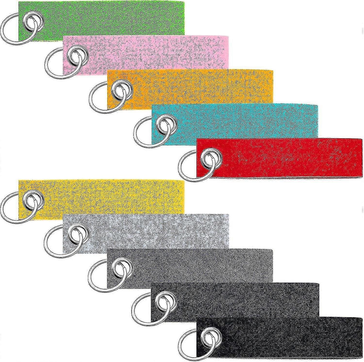 20pcs Felt Key Rings, Felt Key Fobs, Writeable Colourful Key Tags, Diy Decoration Craft Key Fob With Stainless Ring Keychain