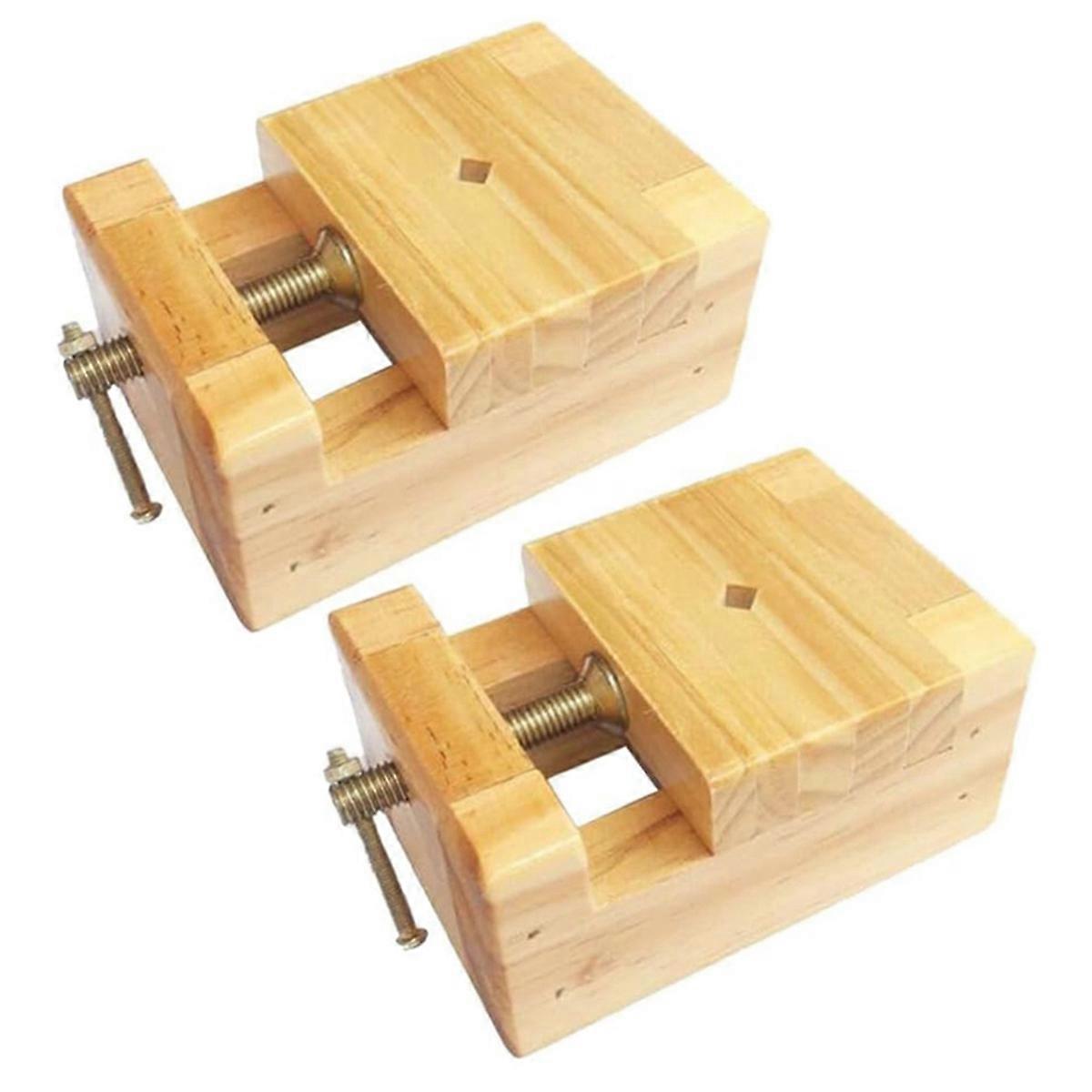 2pcs Chinese Seal Stone Bed Wood Clamp Seal Engraving Carving Clamp