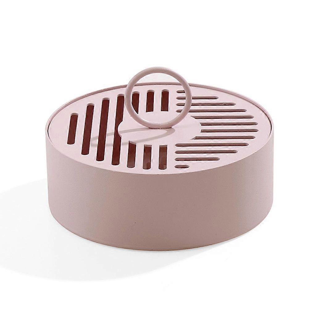 Metal Insect Repellent Coil Holder Box with Lid Handle Portable Hollow Out Iron Round Fireproof Incense for Burner for C