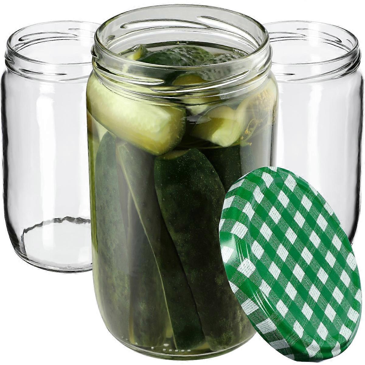 KADAX Jars for preserves Niva 720ml 16pcs 82mm + lids "Green Lattice"