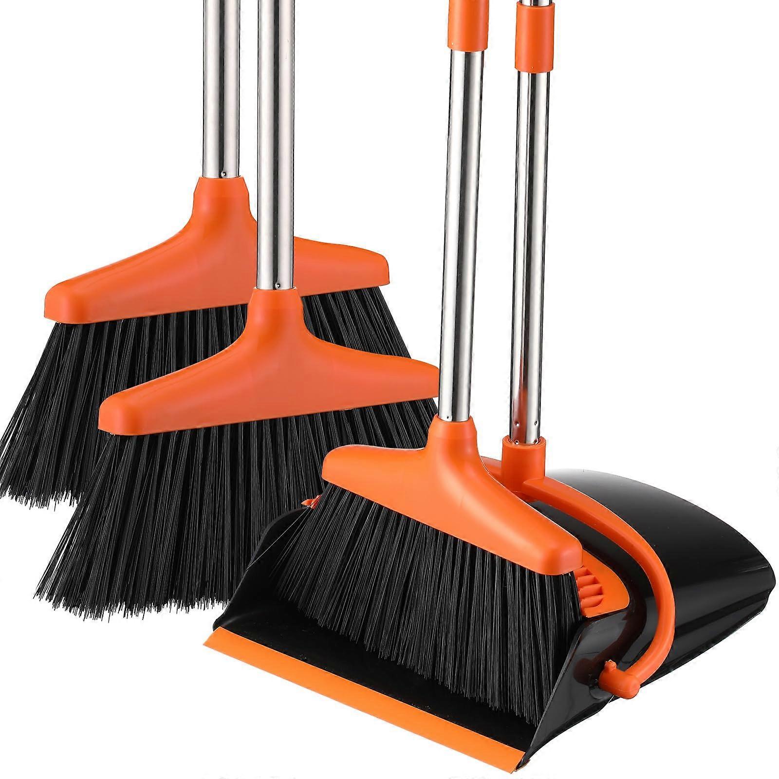 2 Plus 1 Set Broom and Dustpan Set for Outdoor Indoor Cleaning