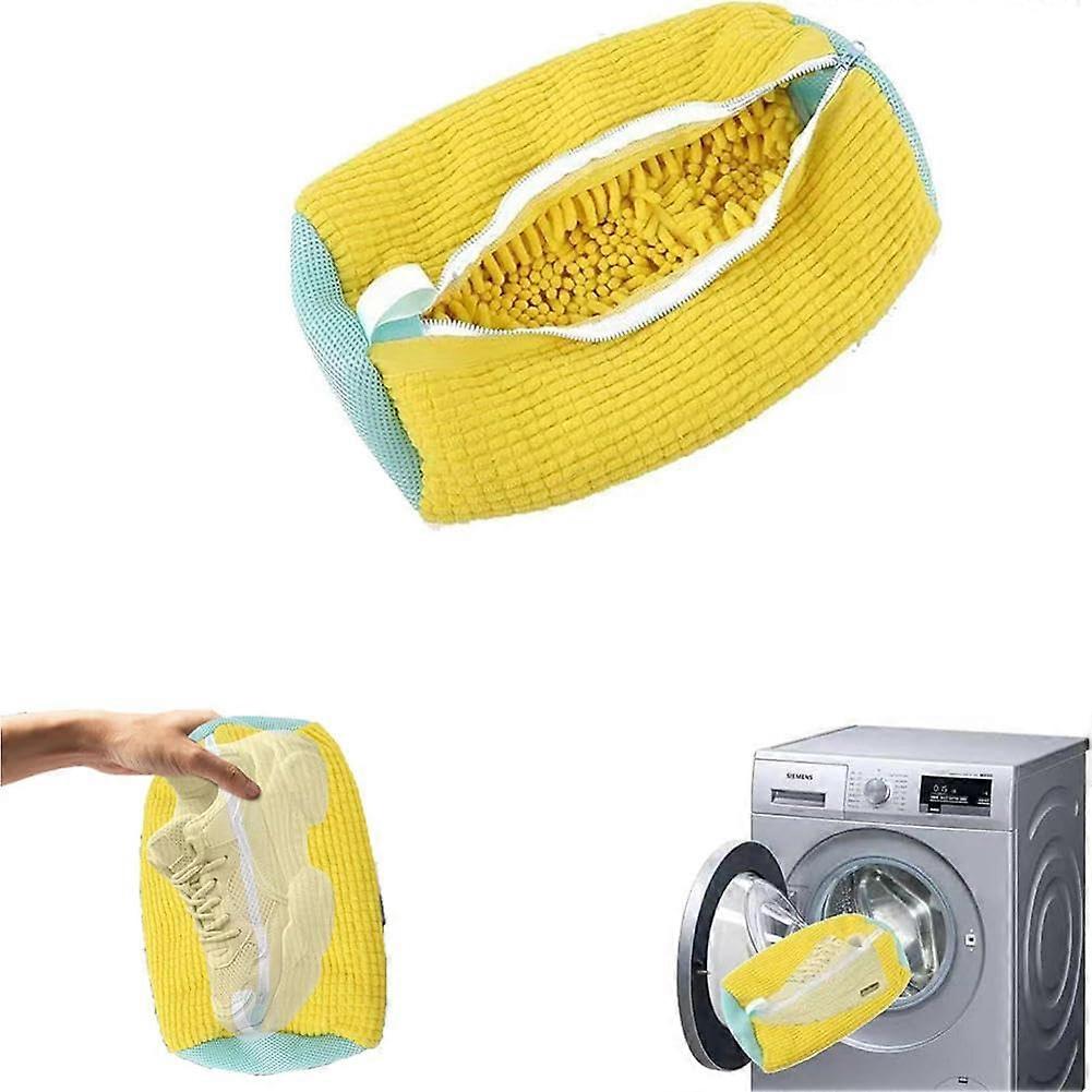 Shoe Washing Machine Bag for All Shoe Types and Sizes, Reusable Yellow Laundry Bag for Washer Dryer Use, 1pc