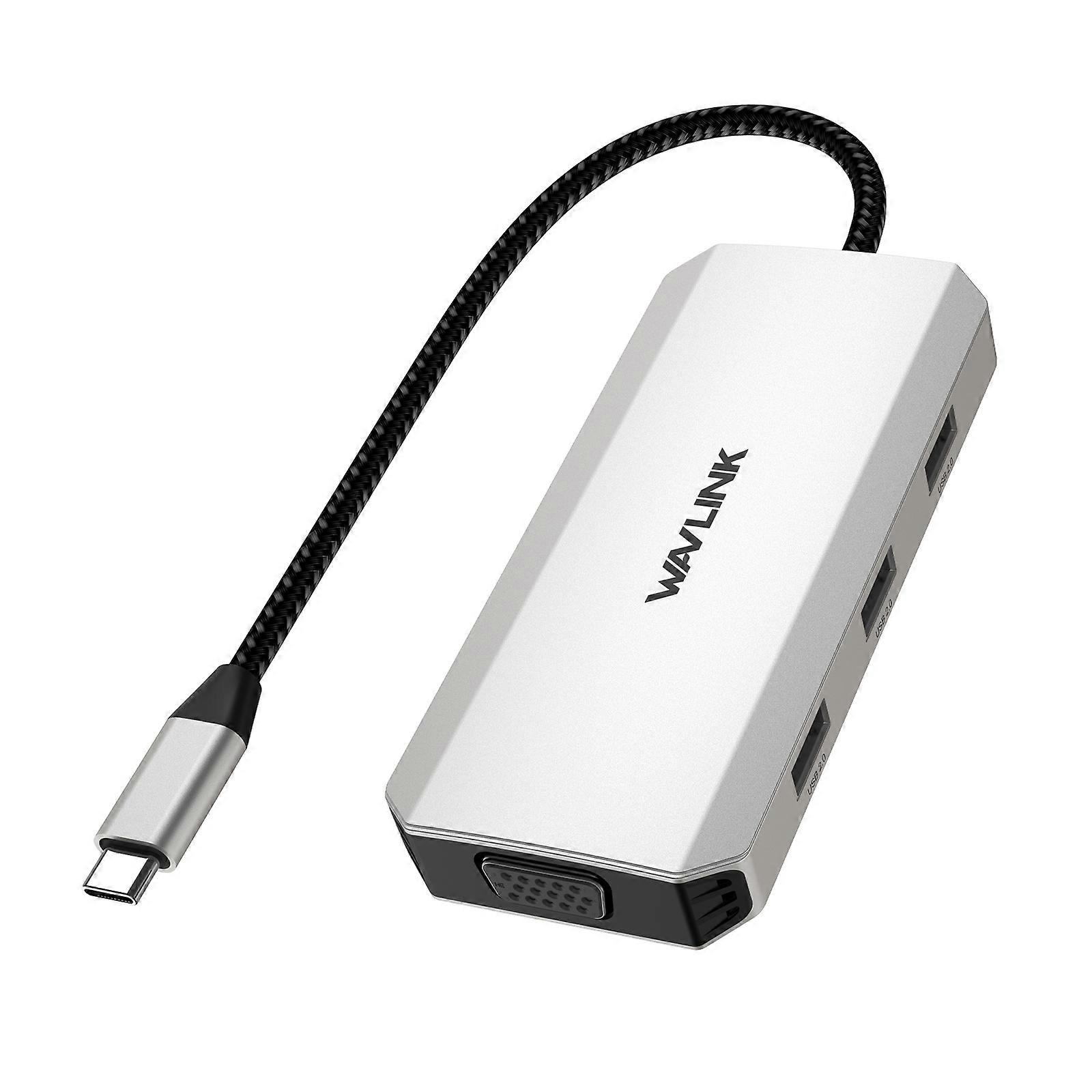 WAVLINK WL-UMD307 Type-C vers 2DP + 4K HD + VGA + 3 x Station d’accueil HUB USB2.0