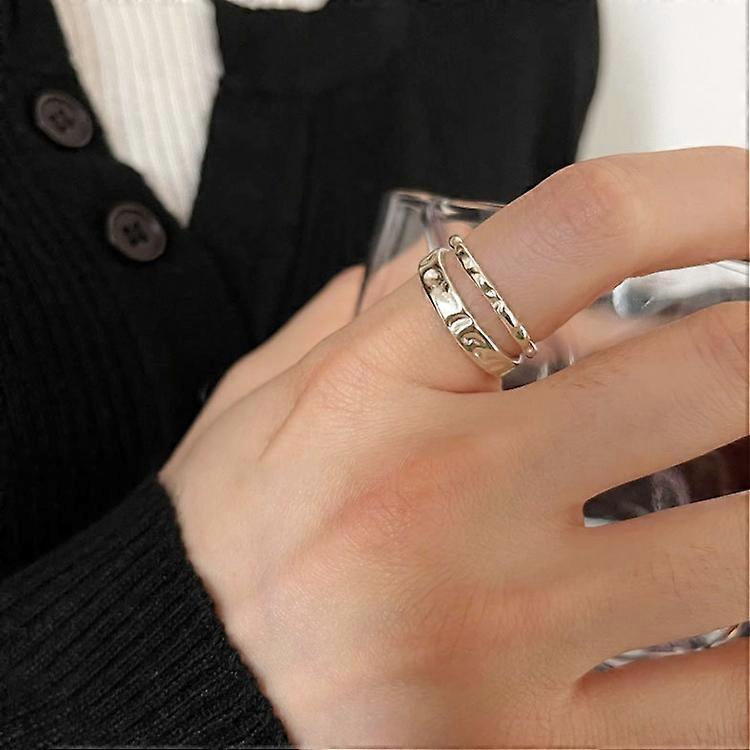 925 Sterling Silver Ladies Irregular Crystal Onyx Open Ring, Specification:J1763