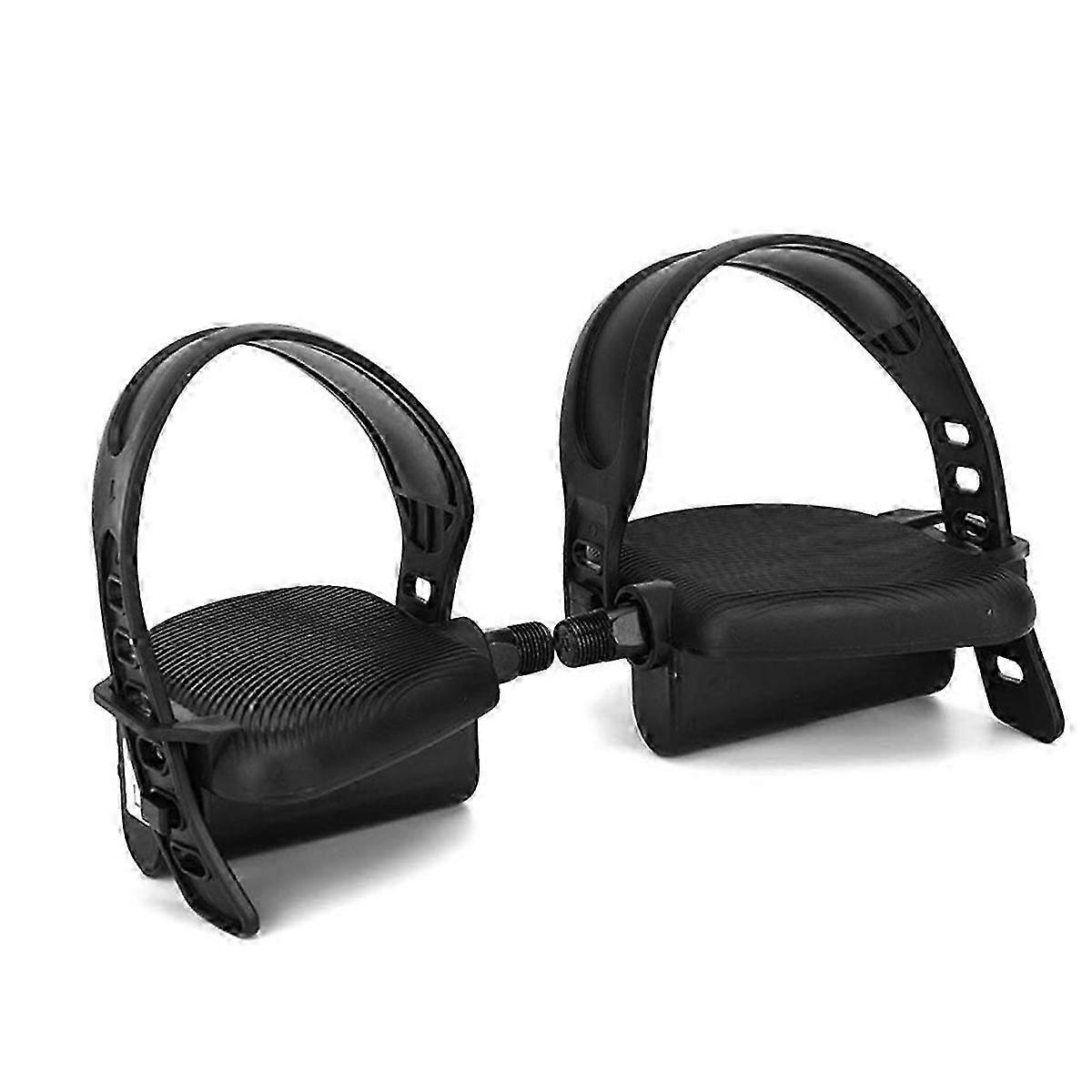 Adjustable Strap-Fitted Exercise Bike Pedals Pair