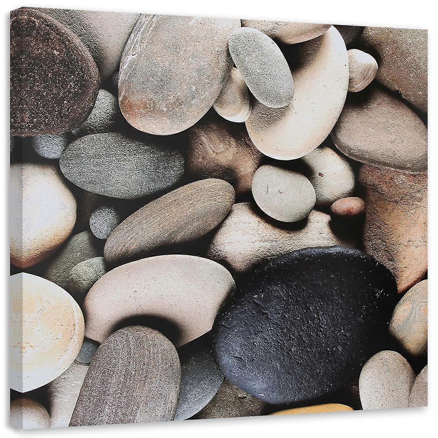 Lienzo, Primer plano de piedras grises - 40x40