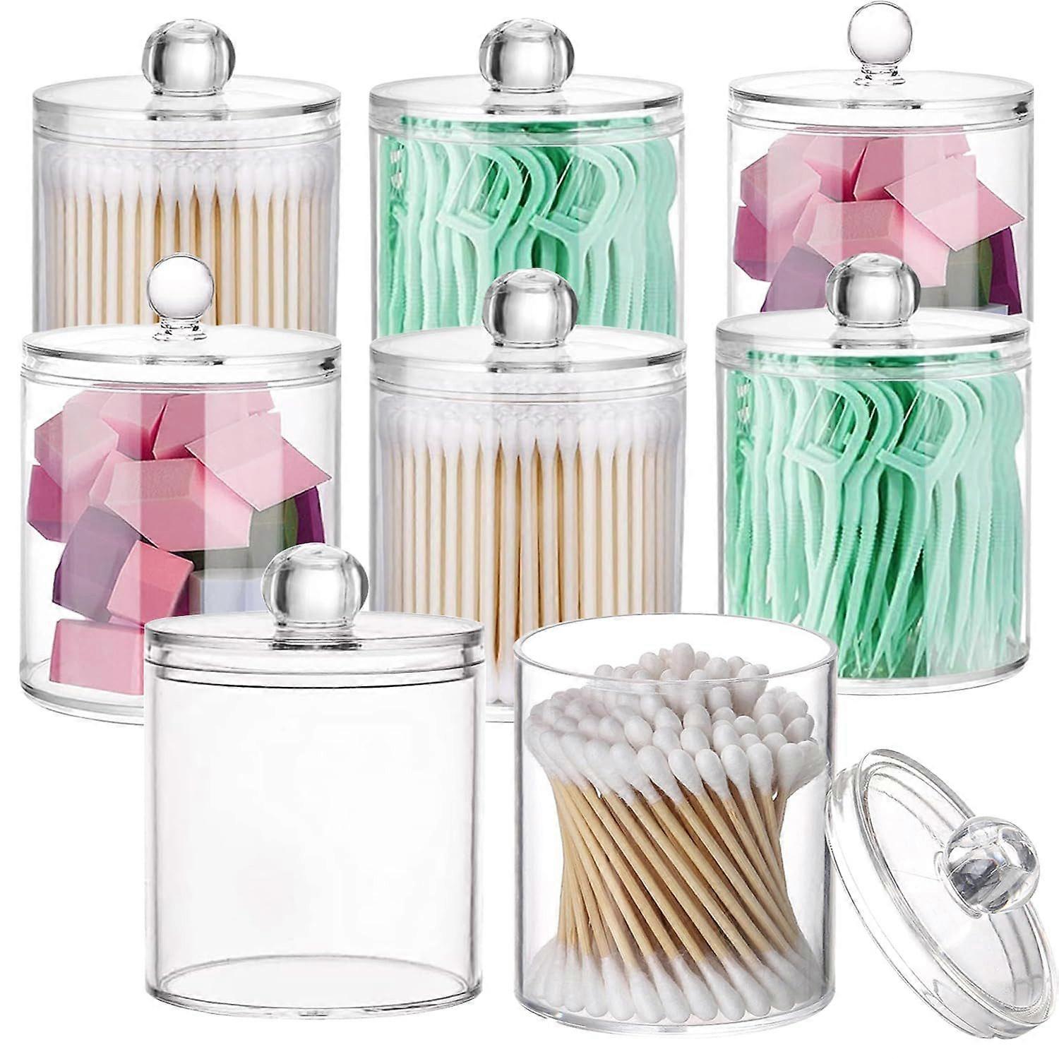 8 pcs Cotton Bud Container for Make-Up Table and Bathroom Organizer Storage Solution