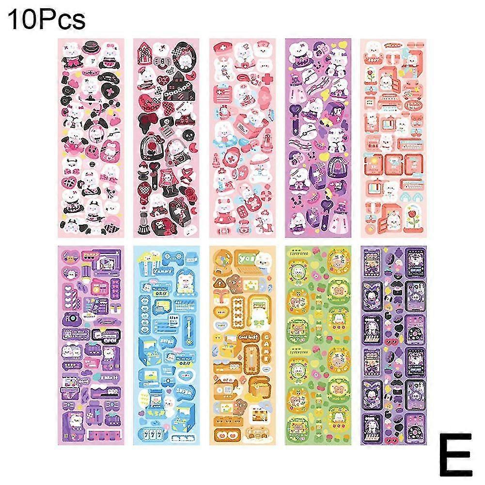 10pcs Handbook Stickers Cartoon Collage-laser Sticker Diy Decorative Material