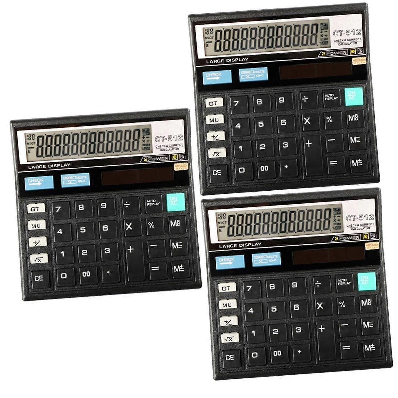 3pcs Office Calculator Desktop Calculator Handheld Calculator Simple Basic Calculator