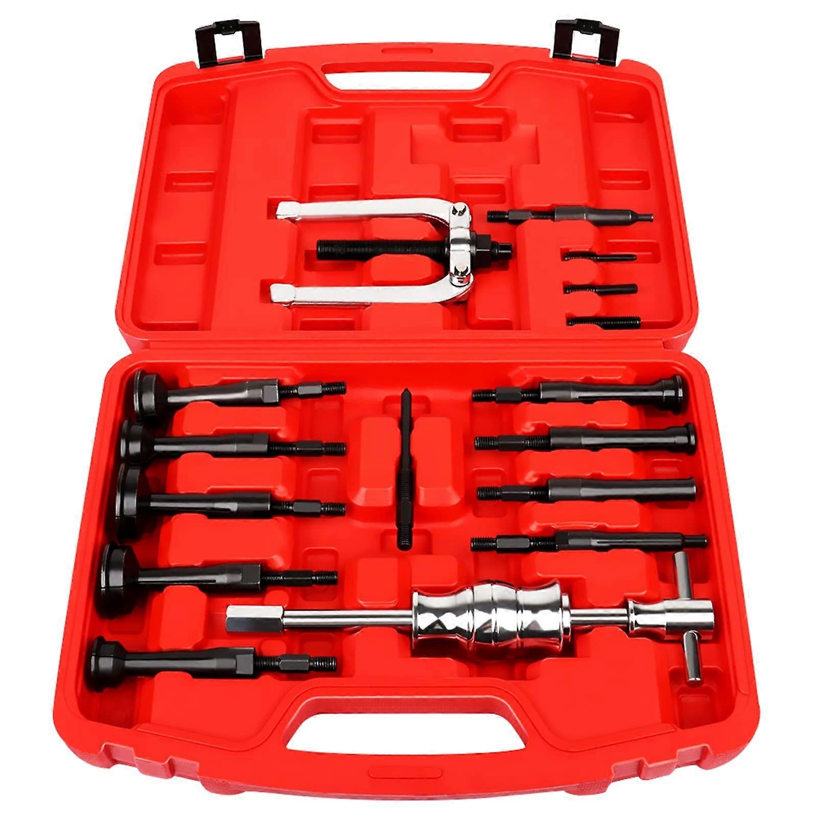 16PCS Inner Bearing Puller Tool Set with Slide Hammer for Blind Hole Seal and Bearing Race Removal, Professional Quality