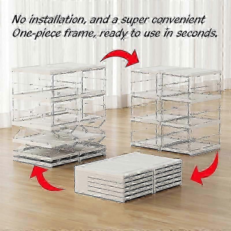 1PCS Plastic Shoe Organizer - Stackable and Foldable 6-Tier Shoe Boxes for Closet, Clear and Space-Saving Sneaker Containers