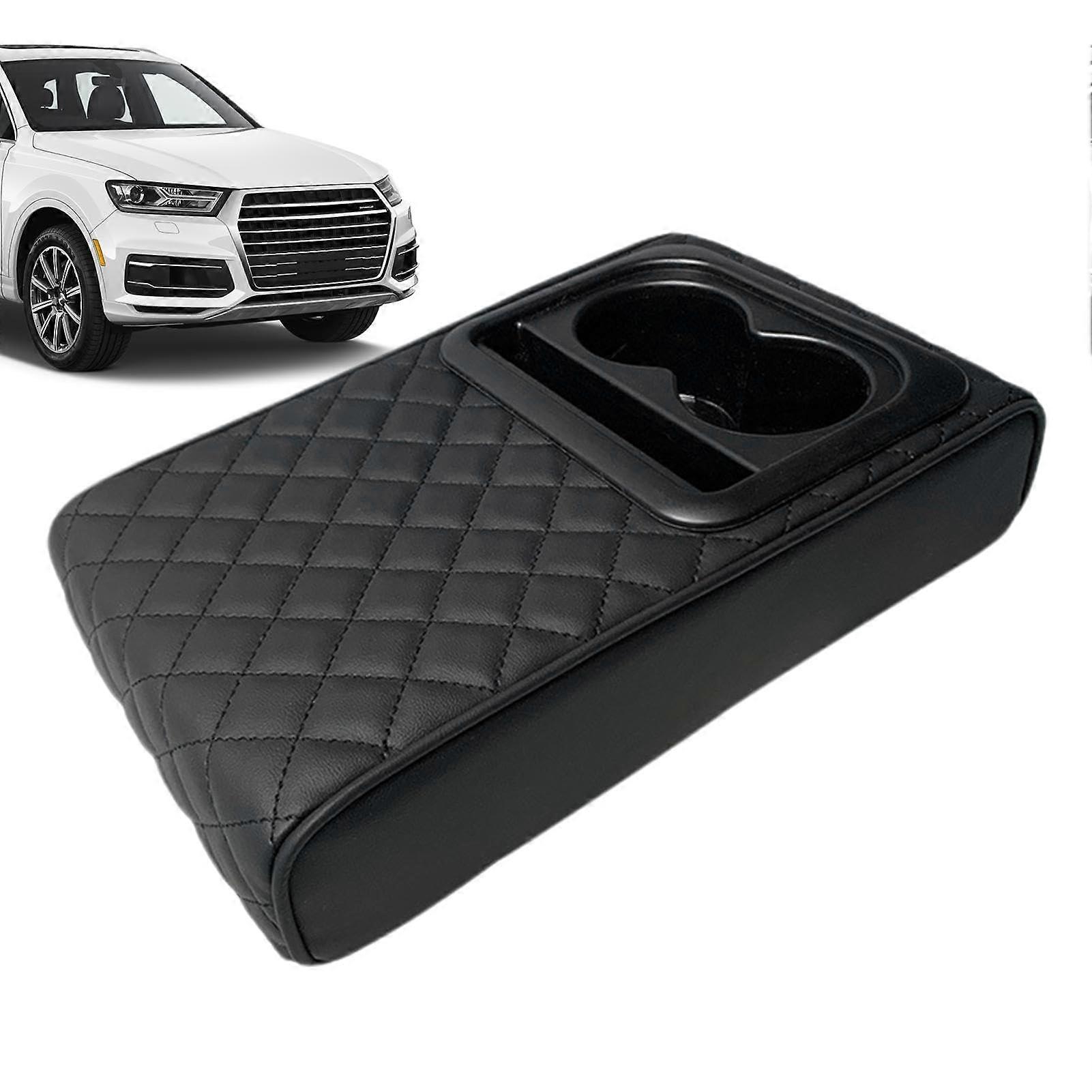 Leather Car Armrest Box Pad for Ford Explorer 2015-2019, Black, Compatible with OEM Specifications, Durable Material