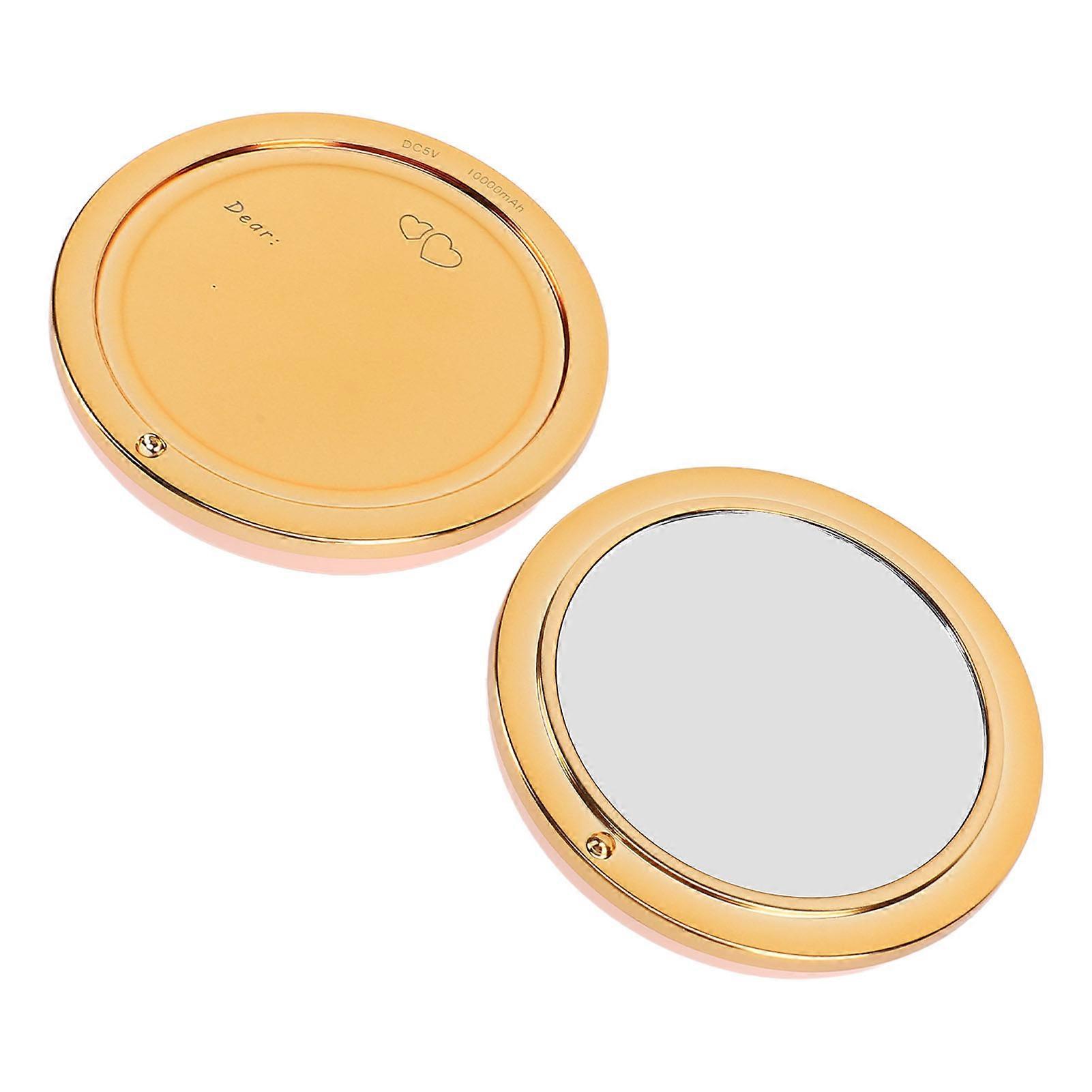 USB Hand Warmer 2 Temperatures Fast Dual Sided Heating Multifunctional Power Bank Pocket Heater with Mirror Rose 