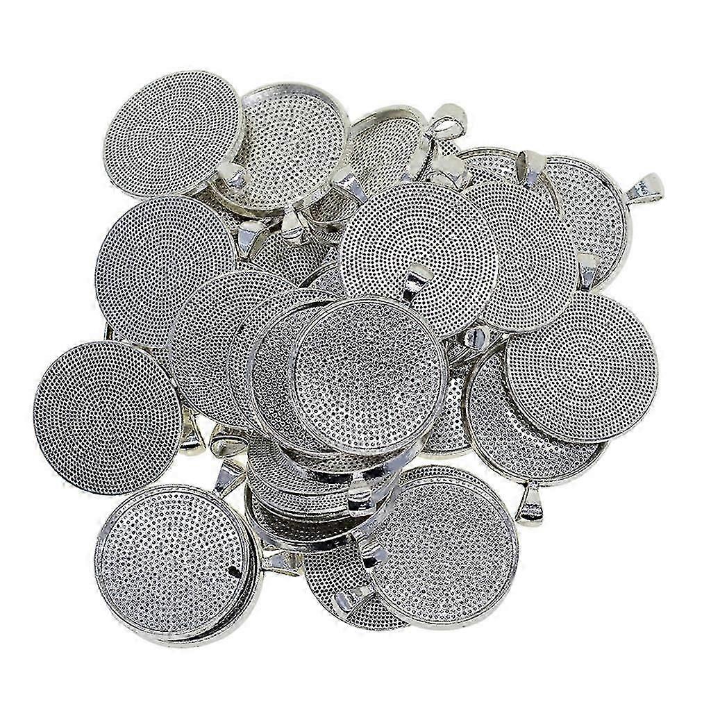 50pcsペンダントトレイラウンドベゼル30mmガラスカボションラウンドクリアドーム用