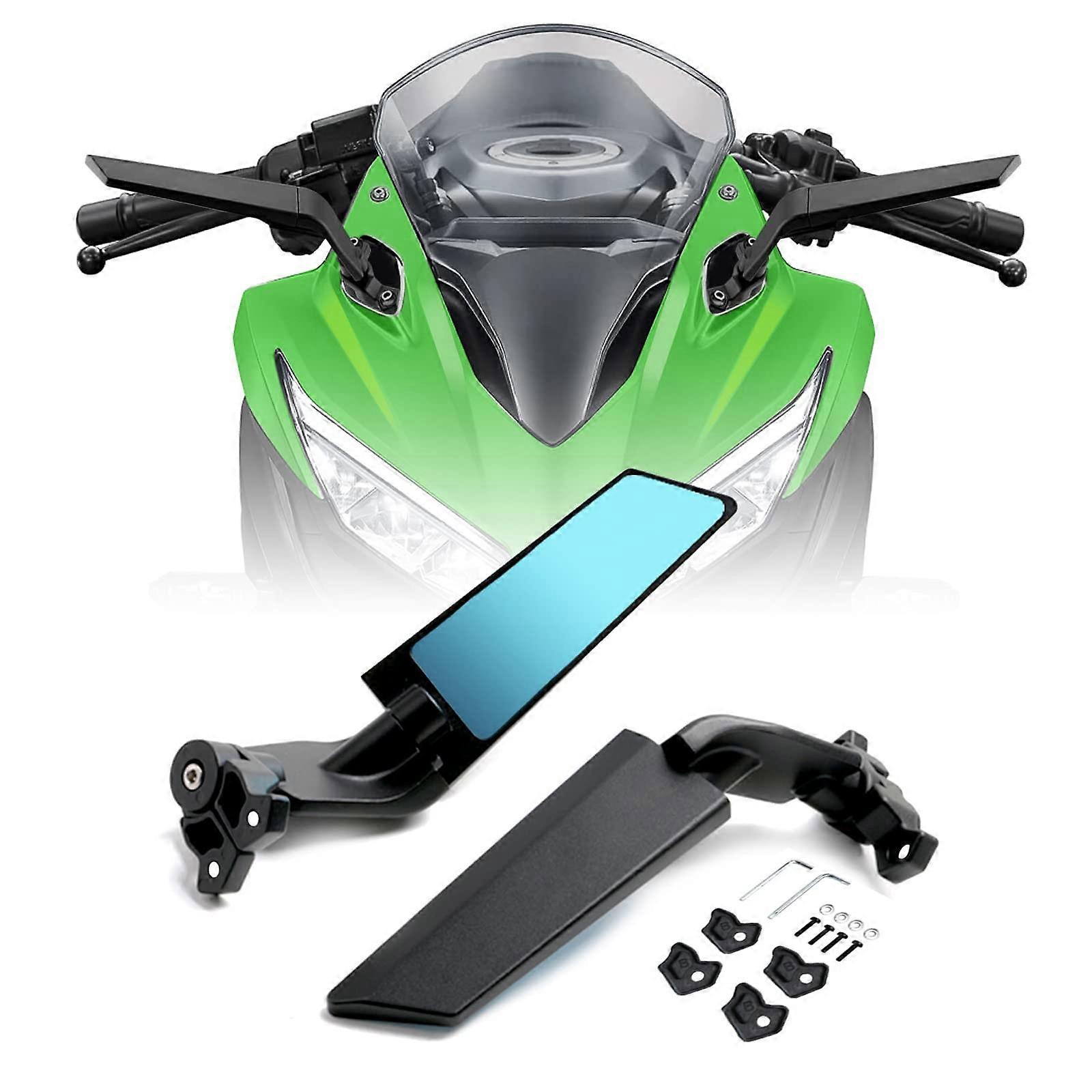 Motorcycle Adjustable Aluminum Rearview Mirror Wind Wing Mirror Compatible with 2018 KAWASAKI