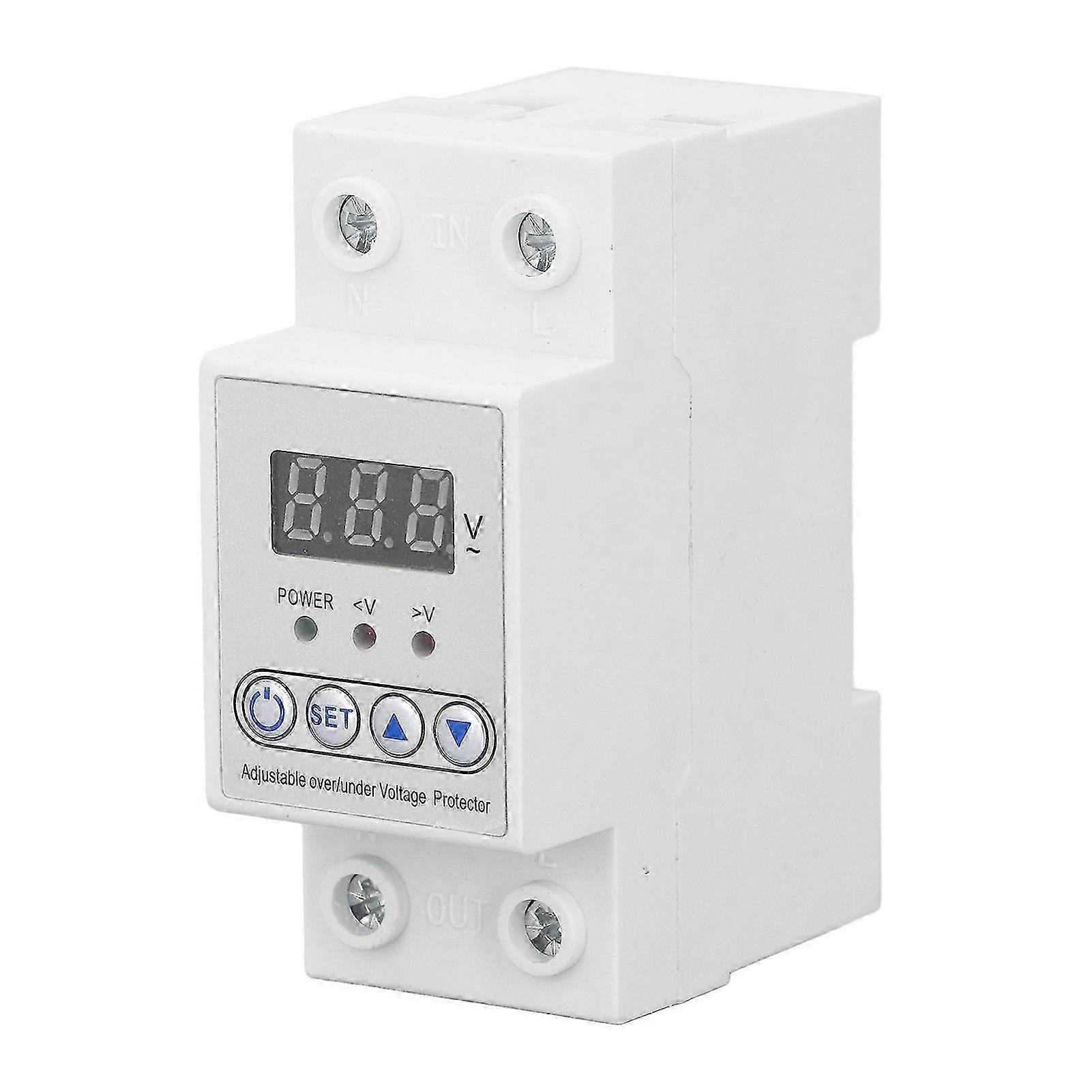 Over Under Voltage Protective Device Adjustable Auto Recovery DIN Rail Mount 230V 63A